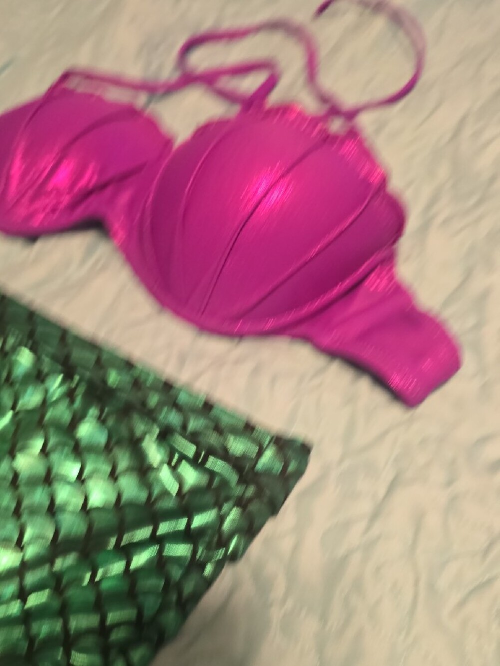 Disney Ariel Bikini: Purple Shells And Green Scale High Waist Bottoms - Picture 4 of 15